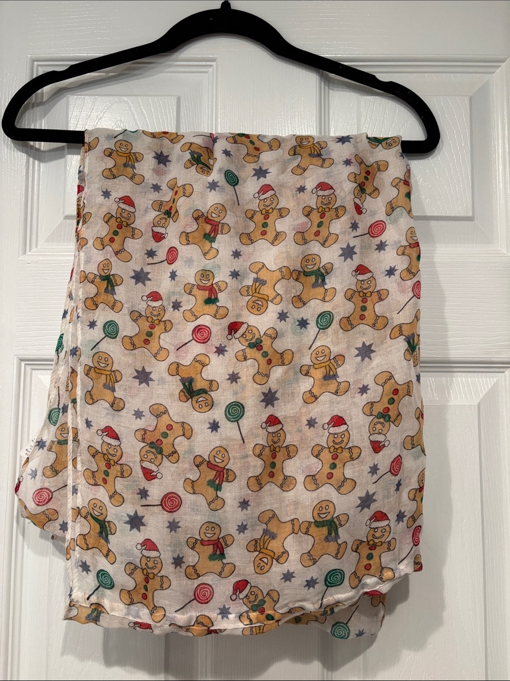 Festive Gingerbread Print Holiday infinity Scarf